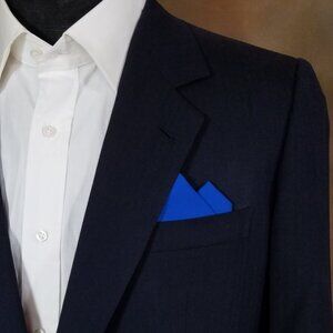 New - Royal Blue Cotton Pre-Folded Pocket Square Handkerchief Insert